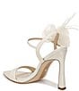 Color:Pearl Ivory - Image 4 - Leana Strappy Silk Floral and Feather Detail Dress Sandals