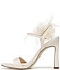 Color:Pearl Ivory - Image 5 - Leana Strappy Silk Floral and Feather Detail Dress Sandals