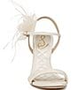 Color:Pearl Ivory - Image 6 - Leana Strappy Silk Floral and Feather Detail Dress Sandals