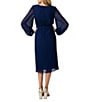 Sam Edelman Long Sleeve Pleated Chiffon Midi Dress, Color:Navy - Image 2