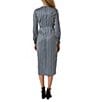 Sam Edelman Long Sleeve Stripe Wrap Midi Dress, Color:Navy - Image 2