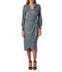 Sam Edelman Long Sleeve Stripe Wrap Midi Dress, Color:Navy - Image 3