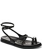 Sam Edelman Lottie Leather Stone Embellished Toe Ring Strappy Sandals - Image 1