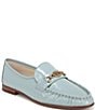 Color:Robin Egg Blue - Image 1 - Lucca Patent Ruched Bit Buckle Flat Loafers