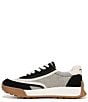Color:Black/Custard - Image 6 - Luna Leather and Fabric Logo Lace-Up Retro Sneakers