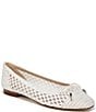Color:Bright White - Image 1 - May Basket Weave Bow Detail Ballet Flats