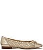 Color:Bleached Natural - Image 2 - May Metallic Basket Weave Bow Detail Ballet Flats