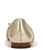 Color:Bleached Natural - Image 3 - May Metallic Basket Weave Bow Detail Ballet Flats