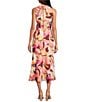 Sam Edelman Mock Neck Sleeveless Abstract Floral Printed Chiffon Sheath Midi Dress, Color:Yellow Multi - Image 2