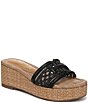 Sam Edelman Pauleena Woven Raffia Double E Logo Platform Wedge Slide Sandals - Image 1