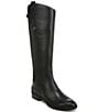 Color:Black - Image 1 - Penny Back Zip Wide Calf Block Heel Riding Boots