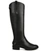 Color:Black - Image 6 - Penny Back Zip Wide Calf Block Heel Riding Boots