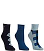 Sam Edelman Plaid & Argyle Print Wide Welt Quarter Socks, 3 Pack - Image 1