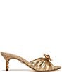 Color:Gold - Image 2 - Posey Metallic Floral Detail Beaded Heel Dress Slide Sandals