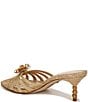 Color:Gold - Image 4 - Posey Metallic Floral Detail Beaded Heel Dress Slide Sandals
