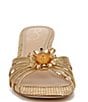 Color:Gold - Image 6 - Posey Metallic Floral Detail Beaded Heel Dress Slide Sandals
