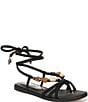Sam Edelman Rori Leather Beaded Ankle Wrap Flat Sandals - Image 1