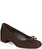 Sam Edelman Rosa Suede Bow Detail Block Heel Square Toe Ballet Pumps - Image 1