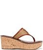 Color:Cuoio/Spiced Rum - Image 2 - Ruth Leather and Raffia Logo Cork Platform Thong Sandals