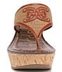 Color:Cuoio/Spiced Rum - Image 6 - Ruth Leather and Raffia Logo Cork Platform Thong Sandals