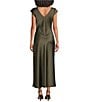 Sam Edelman Satin Crew Neck Cap Sleeve Ruched Sheath Maxi Dress - Image 2