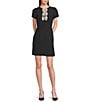 Sam Edelman Short Sleeve Bow Front Sheath Mini Dress - Image 1