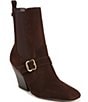 Color:Chocolate Brown - Image 1 - Suzette Suede Western Angled Heel Booties