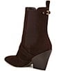 Color:Chocolate Brown - Image 4 - Suzette Suede Western Angled Heel Booties