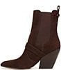 Color:Chocolate Brown - Image 5 - Suzette Suede Western Angled Heel Booties