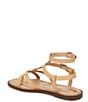 Color:Natural - Image 4 - Talya Leather Strappy Gladiator Logo Charm Stud Detail Thong Sandals