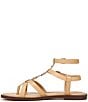 Color:Natural - Image 5 - Talya Leather Strappy Gladiator Logo Charm Stud Detail Thong Sandals