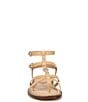 Color:Natural - Image 6 - Talya Leather Strappy Gladiator Logo Charm Stud Detail Thong Sandals