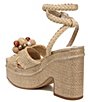 Color:Eggshell - Image 3 - Tate Basket Weave Raffia Bead Detail Platform Ankle Strap Sandals