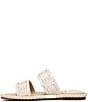 Color:Modern Ivory - Image 5 - Tatum Leather Logo Double Banded Rope Trim Slide Sandals