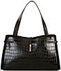Sam Edelman Taylin Box Crocodile Embossed Tote Bag, Color:Black - Image 1