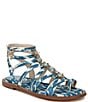 Color:Blue Lapis Multi - Image 1 - Tianna Fabric Floral Embellished Strappy Gladiator Sandals