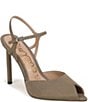 Sam Edelman Tinslie Moire Ankle Strap Pointed Peep Toe Pumps - Image 1