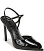 Sam Edelman Tinslie Patent Leather Ankle Strap Pointed Peep Toe Pumps - Image 1
