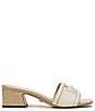 Color:Modern Ivory - Image 2 - Waylon Pebbled Leather and Raffia Double E Detail Slide Sandals