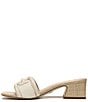 Color:Modern Ivory - Image 5 - Waylon Pebbled Leather and Raffia Double E Detail Slide Sandals