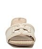 Color:Modern Ivory - Image 6 - Waylon Pebbled Leather and Raffia Double E Detail Slide Sandals