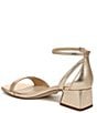 Color:Gold Leaf - Image 4 - Wilson Metallic Leather Ankle Strap Block Heel Square Toe Dress Sandals