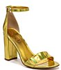 Color:Mimosa Gold - Image 1 - Yaro Liquid Metallic Ankle Strap Dress Sandals