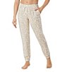 Color:Ivory - Image 1 - Animal Print Terry Knit Coordinating Sleep Joggers