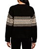 Sanctuary Argyle Crew Neck Long Sleeve Fuzzy Jacquard Easy Pullover Sweater - Image 2