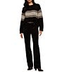 Sanctuary Argyle Crew Neck Long Sleeve Fuzzy Jacquard Easy Pullover Sweater - Image 4