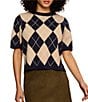 Sanctuary Argyle Crew Neck Short Sleeve Perfect Sweater - Image 1