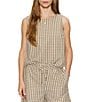 Sanctuary Better Days Gingham Print Crew Neck Sleeveless Seersucker Coordinating Shell Top - Image 1