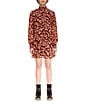 Color:Strawberry Fields - Image 1 - Blouson Mock Neck Long Sleeve Floral Mini Dress