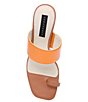 Color:Mango/Lion - Image 5 - Bold Leather Toe Loop Geometric Print Heel Sandals